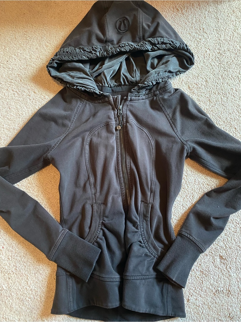 Womens Lululemon Black Hooded zip up - Athletic Zip Front